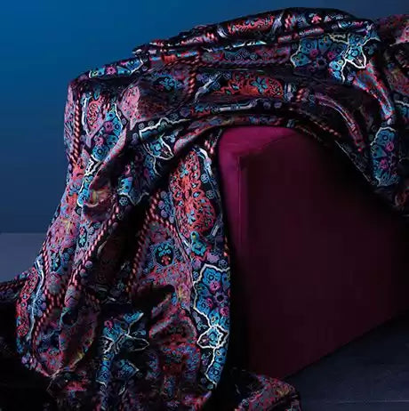 Savoy Velvets Iolanthe Aubergine/Coral - Osborne & Little - F7042-01 Fabric