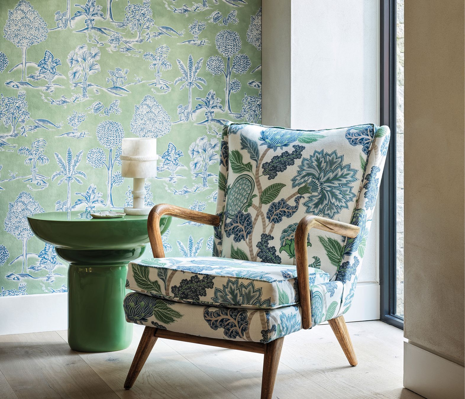 Ananda Karuna Apple/Denim - Osborne & Little - W8033-01 Wallcovering