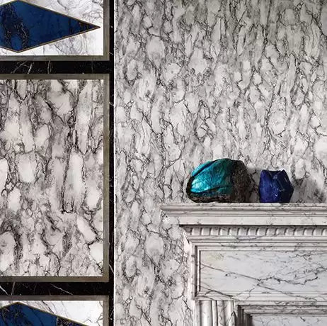 Fontibre Kershaw Plain Black/Ivory - Nina Campbell - NCW4204-01 Wallcovering