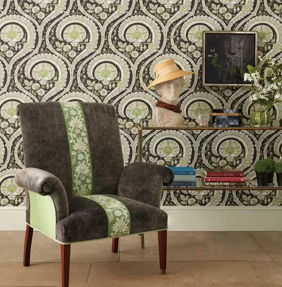 Les Indiennes Black/Gilver/Copper - Nina Campbell - NCW4350-06 Wallcovering