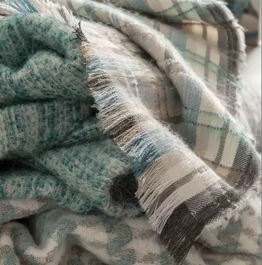 Mouflon Check Ivory/Aqua/Charcoal - Osborne & Little - F7432-01 -Fabric