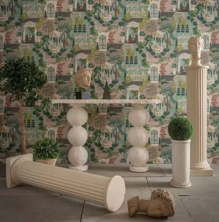 Mansfield Park Follies Green/Blush - Osborne & Little - W7459-01 Wallcovering