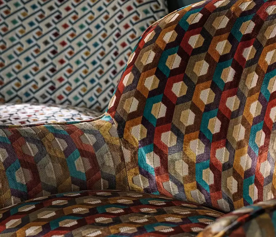 Viviana Favo Black/Tobacco/Slate - Osborne & Little - F7746-02 Fabric