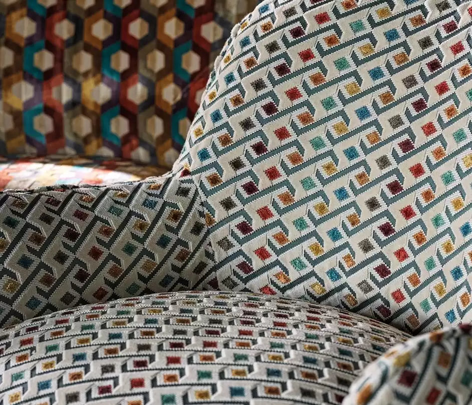 Viviana Ilaria Grass/Chartreuse/Brick - Osborne & Little - F7740-02 Fabric