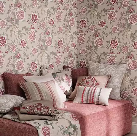 Persian Garden Mink/Fuchsia/Buttermilk - Osborne & Little - W6492-05 Wallcovering