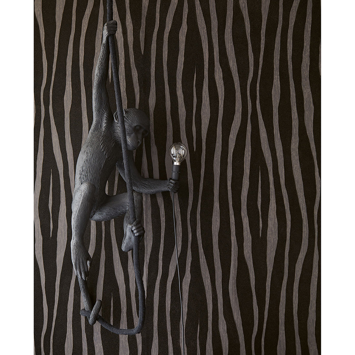Burchell Chocolate Zebra Flock Wallpaper - York Wallcovering