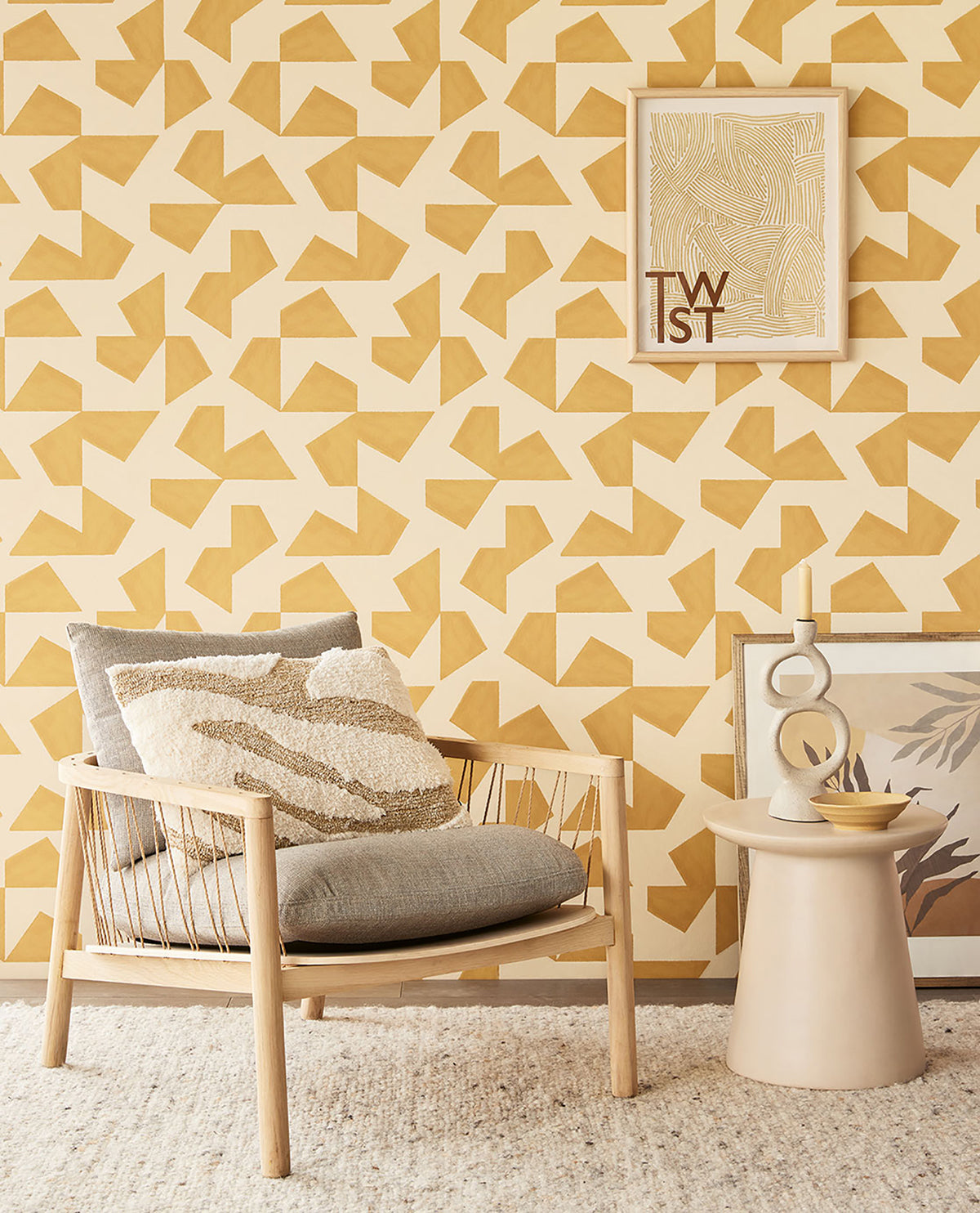 Azad Yellow Abstract Geometric Wallpaper - York Wallcovering