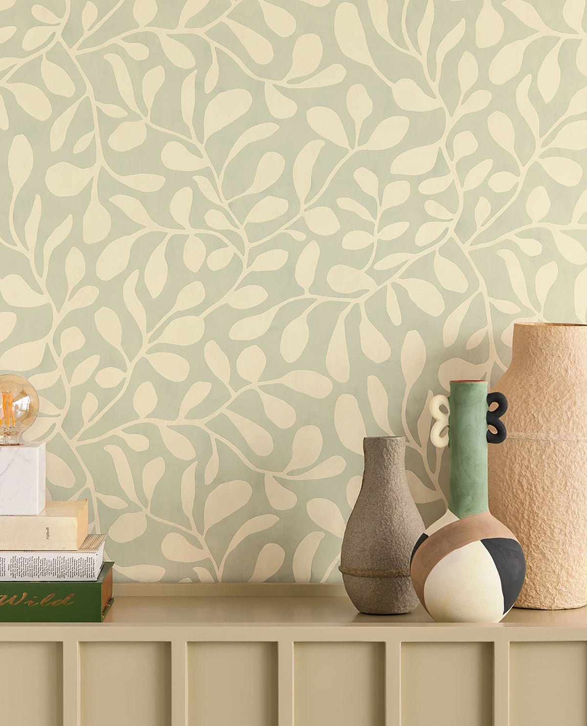 Fiona Light Blue Leafy Vines Wallpaper - York Wallcovering