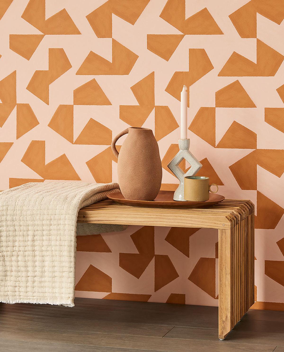 Azad Rust Abstract Geometric Wallpaper - York Wallcovering