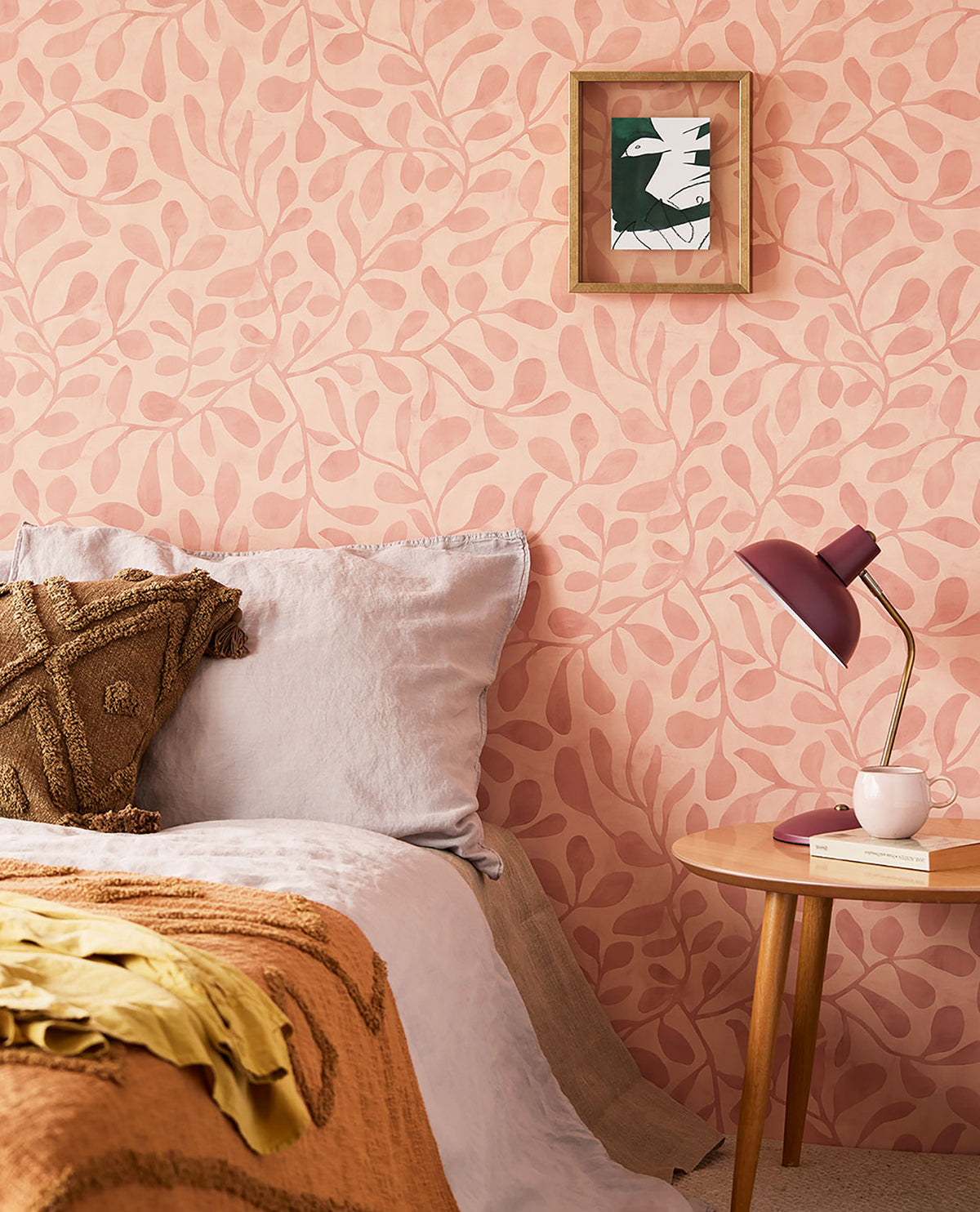 Fiona Pink Leafy Vines Wallpaper - York Wallcovering