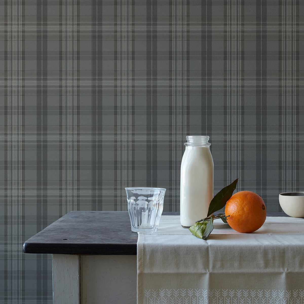 Austin Charcoal Plaid Wallpaper - Brewster Wallcovering 3123-330215