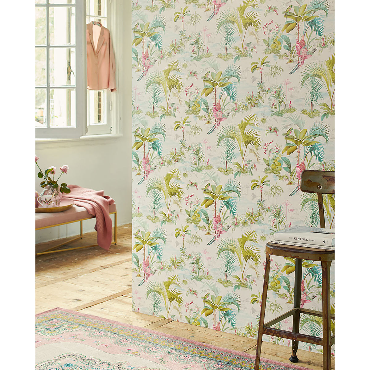 Calliope White Palm Scenes Wallpaper - York Wallcovering