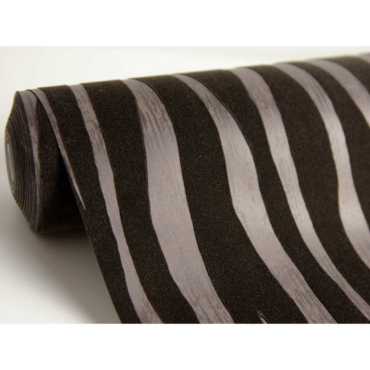 Burchell Chocolate Zebra Flock Wallpaper - York Wallcovering