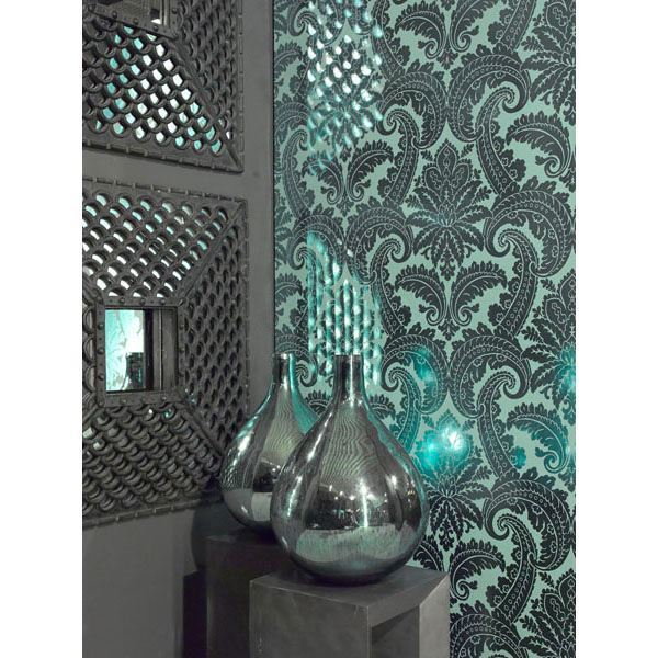 Green Foil Damask - York Wallcovering