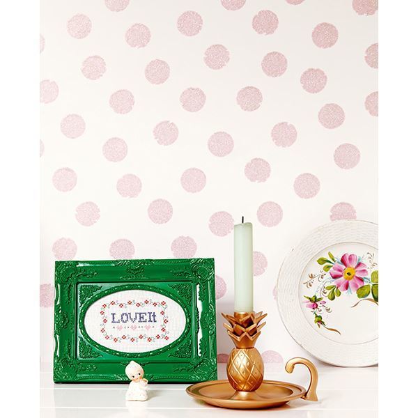 Odette Peach Stamped Dots Wallpaper - York Wallcovering