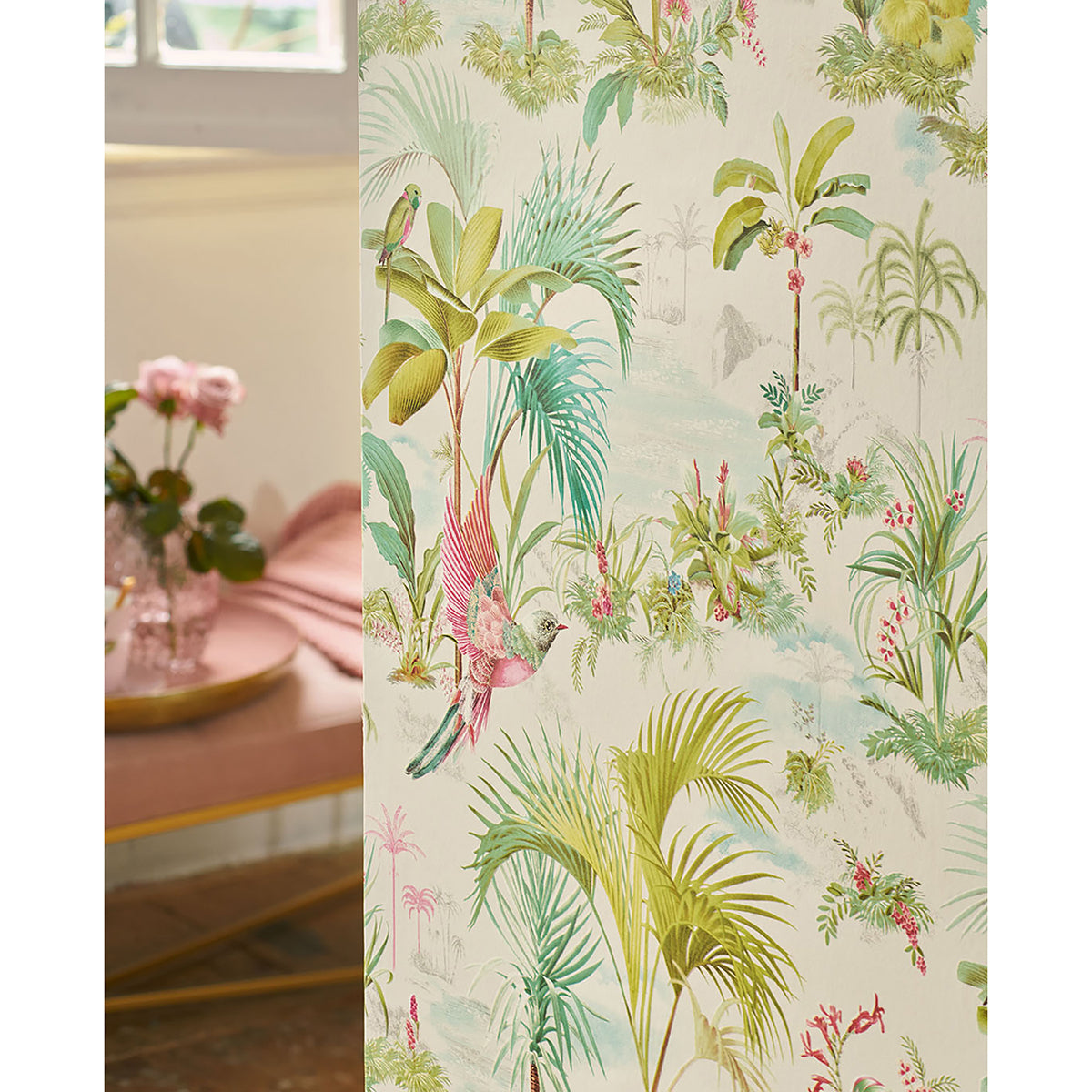 Calliope White Palm Scenes Wallpaper - York Wallcovering