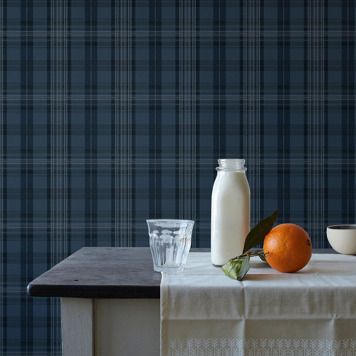 Austin Navy Plaid Wallpaper - Brewster Wallcovering 3123-330213