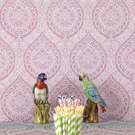Persian Garden Rosalia Damask Duck Egg - Osborne & Little - W6493-03 Wallcovering