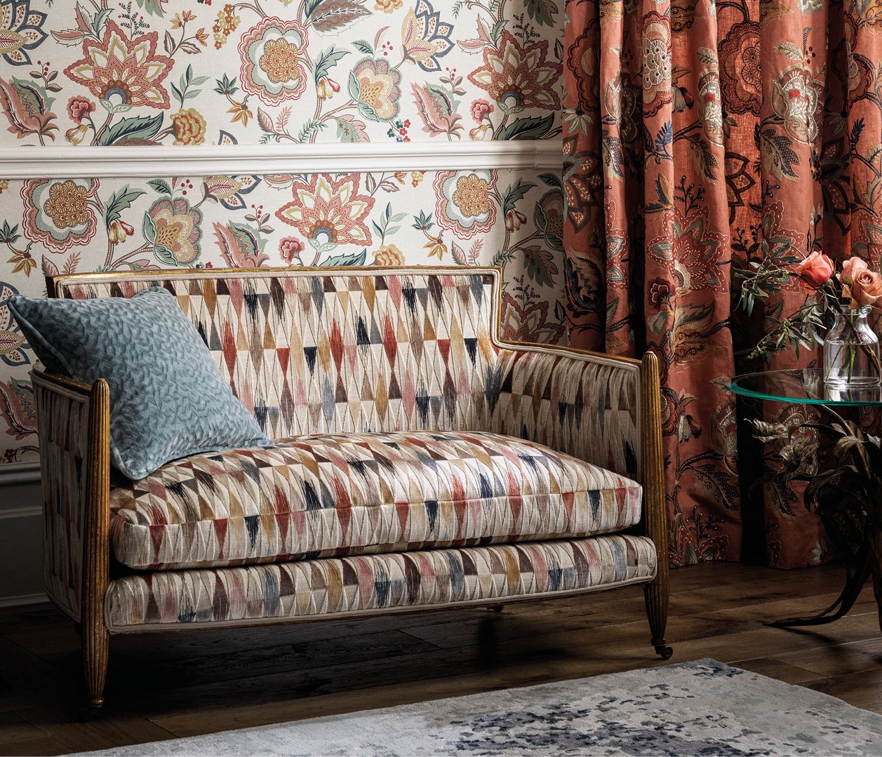Byzance Samode Terracotta/Airforce - Osborne & Little - F7893-03 Fabric