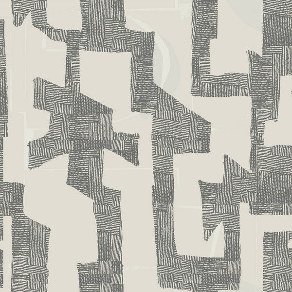 Tribe Wallpaper- Black & Taupe - York Wallcoverings - PSW1669RL