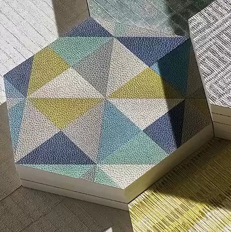 Intarsia Zirconia Peacock/Lime/Navy - Osborne & Little - W6760-05 Wallcovering