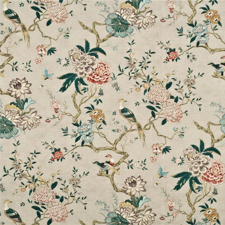 G P & J Baker Fabric BP10385.1 Oriental Bird Rose/Grey