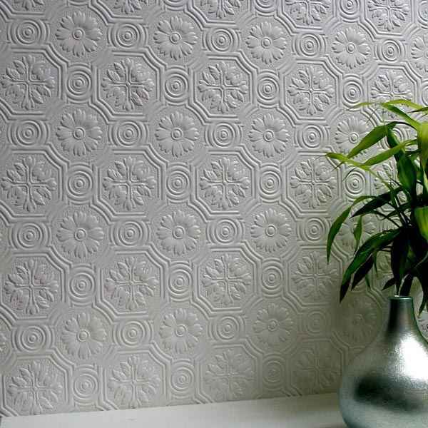 Spencer White Paintable Supaglypta Wallpaper - York Wallcoverings - 437-RD0151 - York Wallcoverings Wallpaper
