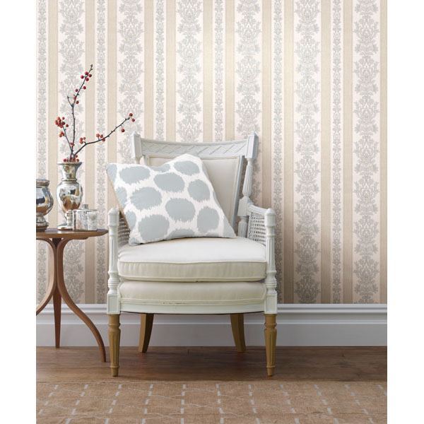 Kensington Light Blue Damask Stripe  | Brewster Wallcovering - The WorkRm