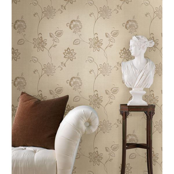 Gemini Beige Jacobean Trail - Brewster Wallcovering