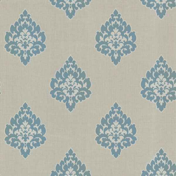 Donald Aqua Transitional Damask Print Wallpaper - York Wallcoverings - 484-68087 - York Wallcoverings Wallpaper