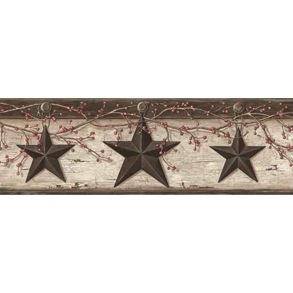 Ennis Grey Rustic Barn Star Wallpaper - York Wallcoverings - PUR44601B