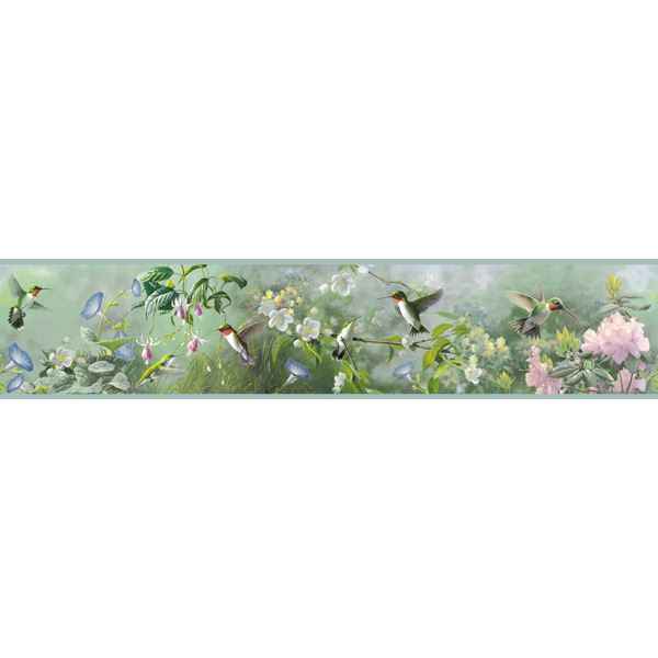 Ruby Green Hummingbird Garden Wallpaper - York Wallcoverings - HTM48531B - York Wallcoverings Wallpaper
