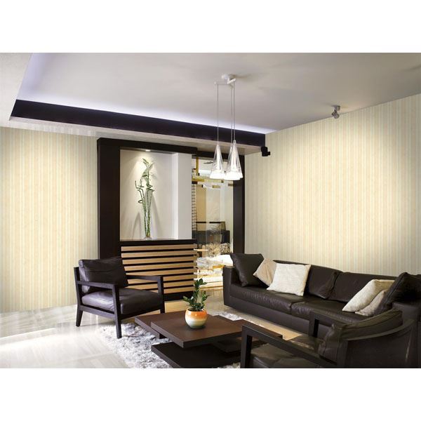 Farmhouse Beige Alternating Stripe - Brewster Wallcovering