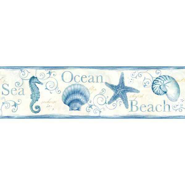 Island Bay Blue Seashells Wallpaper - York Wallcoverings - DLR53561B - York Wallcoverings Wallpaper