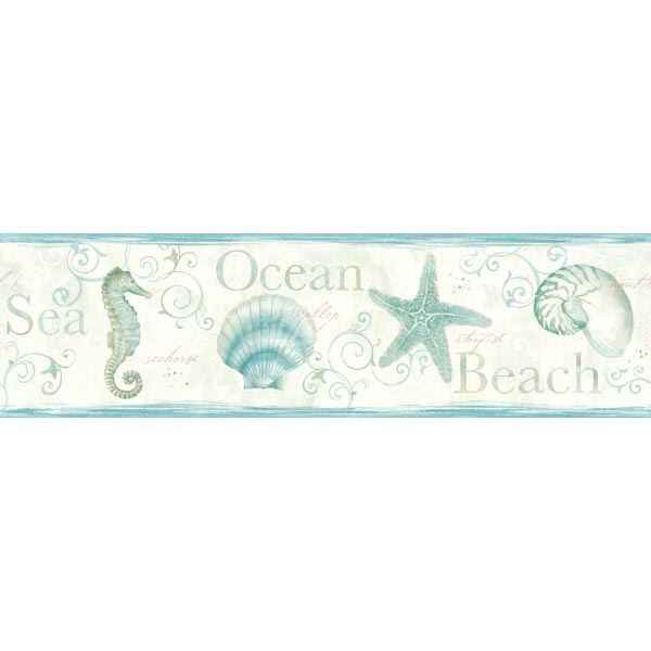 Island Bay Teal Seashells Wallpaper - York Wallcoverings - DLR53562B