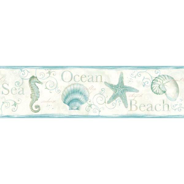 island-bay-teal-seashells-wallpaper-york-wallcoverings-dlr53562b - York Wallcoverings Borders