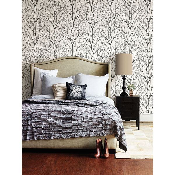 Delamere Black Tree Branches - Brewster Wallcovering