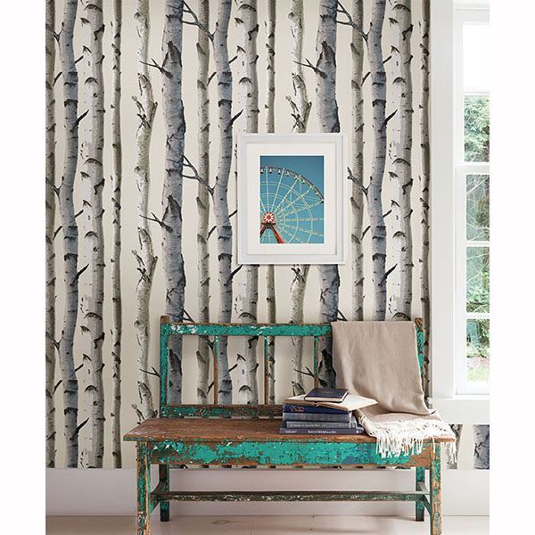 Irvin Grey Birch Tree - Brewster Wallcovering