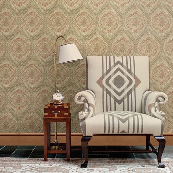 Hocking Hills Dark Red Navajo Medallion - Brewster Wallcovering