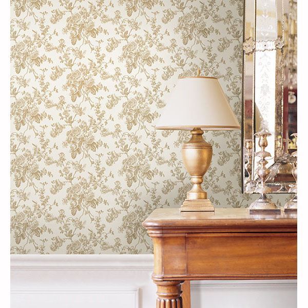 Louisa Gold Rose Trail - Brewster Wallcovering