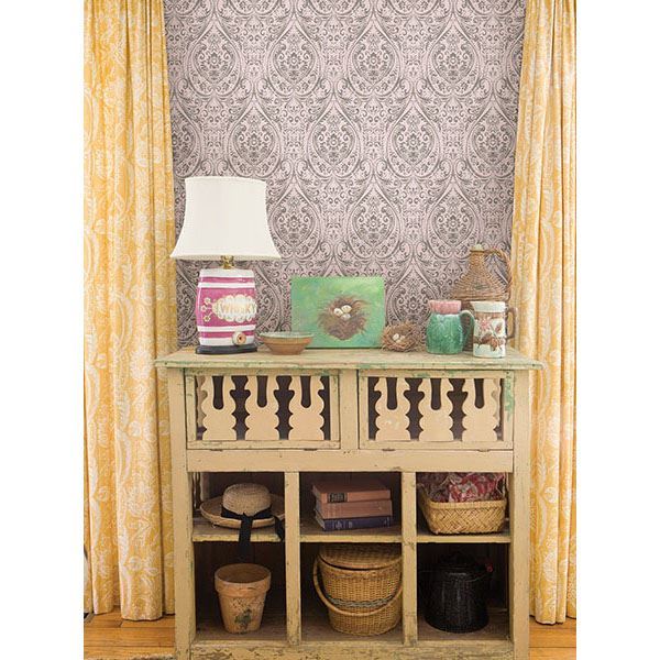 Gypsy Light Pink Damask - Brewster Wallcovering