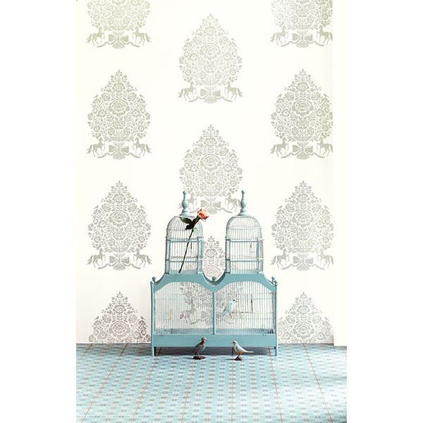 Till Cream President Damask - Brewster Wallcovering