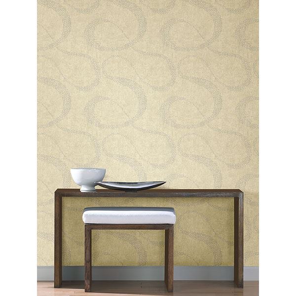 Swirl Beige Scroll Geometric - Brewster Wallcovering