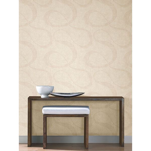 Swirl Cream Scroll Geometric - Brewster Wallcovering