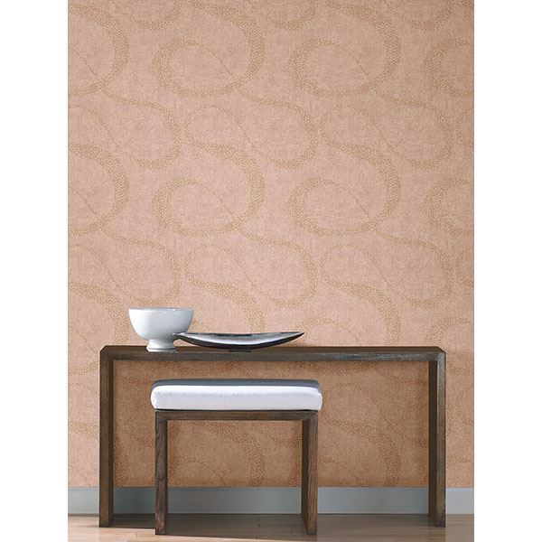 Swirl Pink Scroll Geometric - Brewster Wallcovering