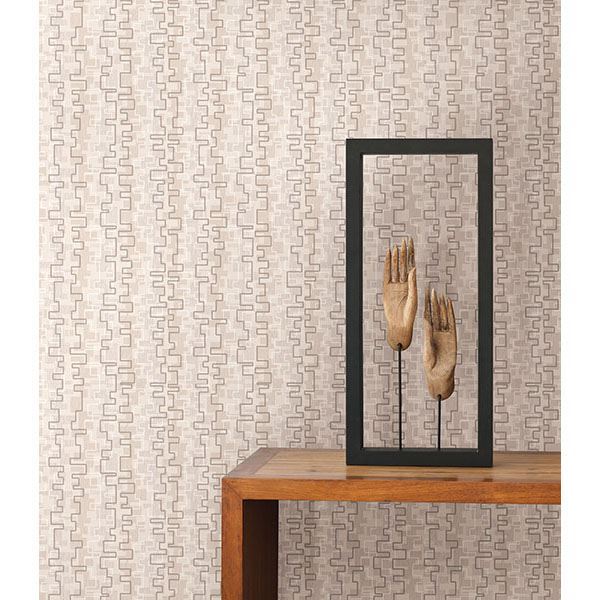 Harmonize Beige Small Geometric - Brewster Wallcovering