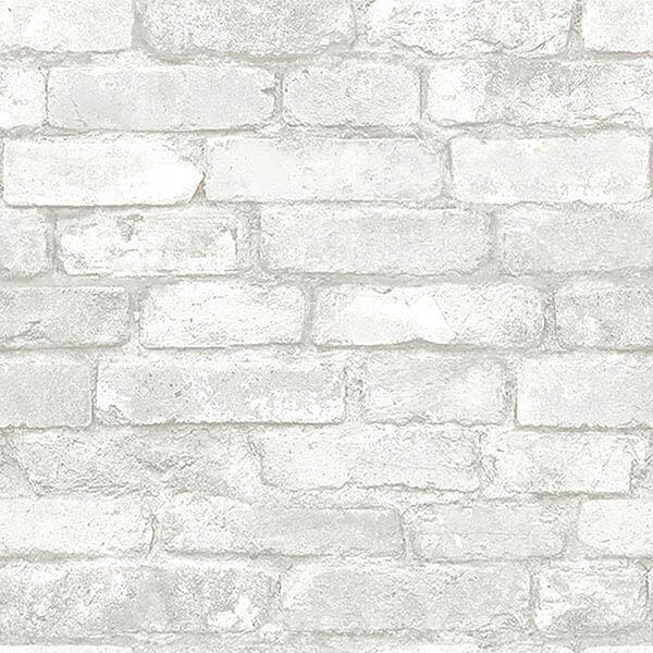 Grey and White Brick Peel and Stick Wallpaper - York Wallcoverings - NU3010 - York Wallcoverings Wallpaper