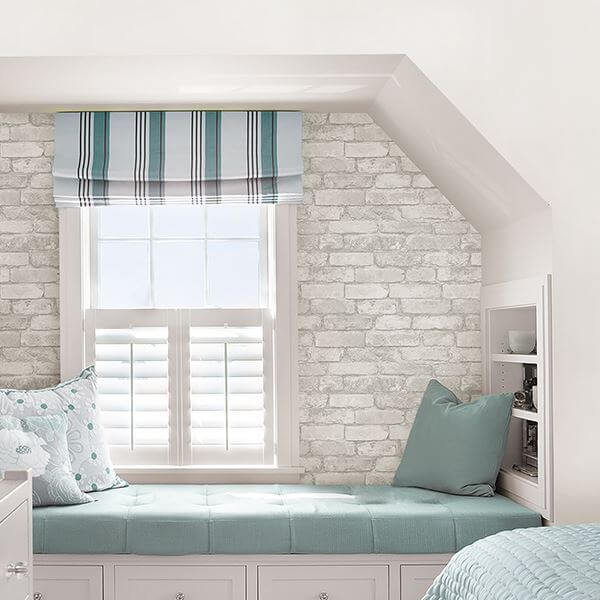 Grey and White Brick Peel and Stick Wallpaper - York Wallcoverings - NU3010 - York Wallcoverings Wallpaper