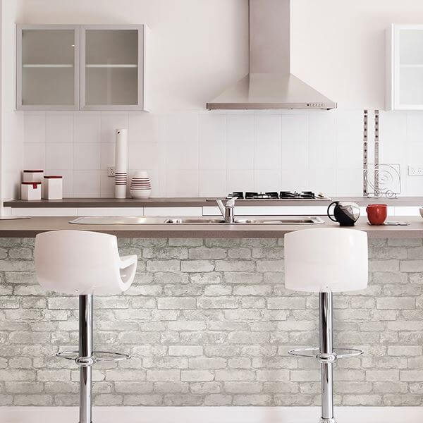 Grey and White Brick Peel and Stick Wallpaper - York Wallcoverings - NU3010 - York Wallcoverings Wallpaper
