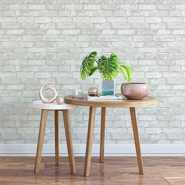 Grey and White Brick Peel and Stick Wallpaper - York Wallcoverings - NU3010 - York Wallcoverings Wallpaper